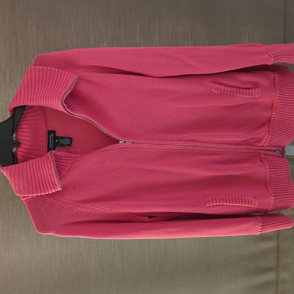 Jones New York Signature Pink full zip up cardigan Size 1x